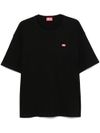 diesel - Black cotton t-shirt with small logo print