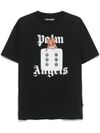 palm angels - T-shirt nera con stampa dado e logo frontale