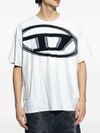 diesel - T-shirt in cotone bianco con stampa logo nero - 1