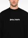 palm angels - Black cotton crew neck sweatshirt with white logo - 2