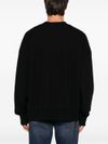 palm angels - Black cotton crew neck sweatshirt with white logo - 1