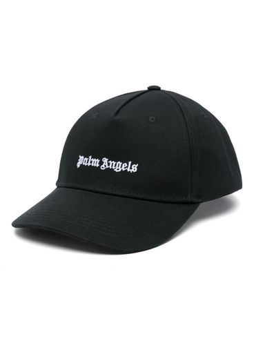 PALM ANGELS - Cappello baseball nero con stampa logo bianco