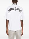 palm angels - T-shirt bianca in cotone con logo nero - 1