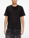 diesel - T-shirt nera con logo grande ricamato - 3