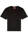 diesel - T-shirt nera con logo grande ricamato