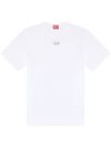 diesel - White cotton t-shirt with logo plaque