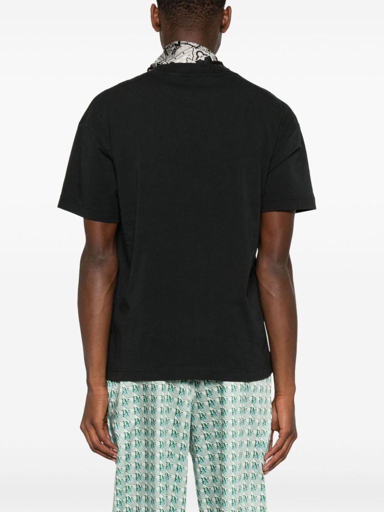Black cotton t-shirt with large front logo