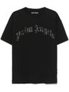 palm angels - T-shirt in cotone nero con logo grande frontale