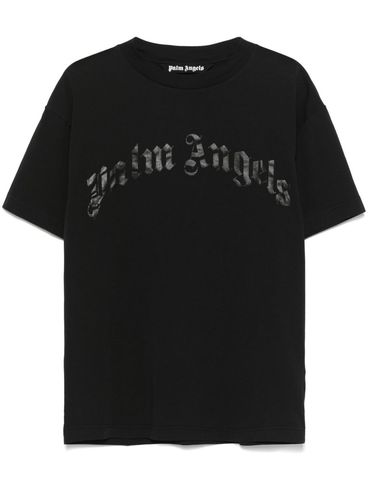 PALM ANGELS - T-shirt in cotone nero con logo grande frontale