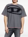 diesel - T-shirt in cotone grigio con stampa logo nero - 1