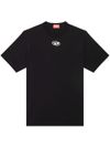 diesel - Black cotton t-shirt with logo plaque