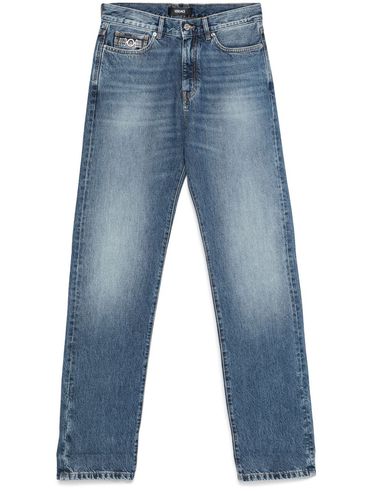 VERSACE - Wide-leg long jeans in cotton