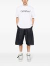 off-white - T-shirt in cotone bianco con scritta logo frontale - 3