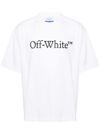 off-white - T-shirt in cotone bianco con scritta logo frontale