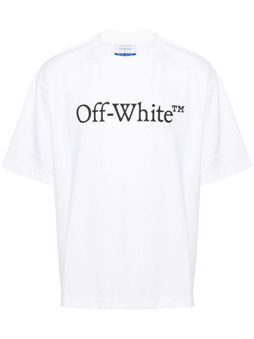 OFF-WHITE - T-shirt in cotone bianco con scritta logo frontale