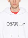 off-white - Felpa in cotone bianco con cappuccio - 1