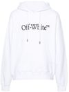 off-white - Felpa in cotone bianco con cappuccio