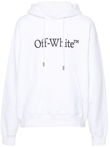 OFF-WHITE - Felpa in cotone bianco con cappuccio