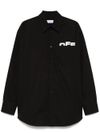 off-white - Black cotton shirt with pocket and front logo