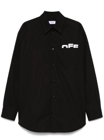 OFF-WHITE - Black cotton shirt with pocket and front logo