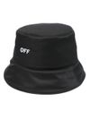 off-white - Cappello a pescatore nero con scritta OFF