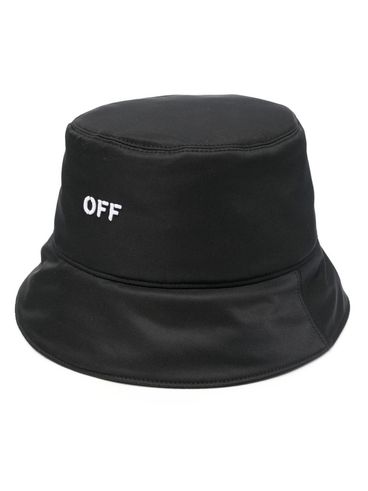 OFF-WHITE - Cappello a pescatore nero con scritta OFF