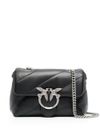 pinko - Quilted Love Puff Mini Black Bag with Silver Buckle