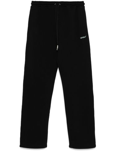 OFF-WHITE - Pantaloni tuta in cotone nero ampi