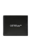 off-white - Portafoglio in pelle nera con logo bianco