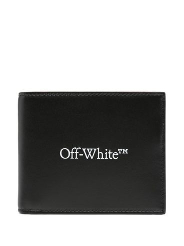 OFF-WHITE - Portafoglio in pelle nera con logo bianco