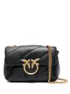 pinko - 'Love Puff Mini' black leather bag with gold buckle