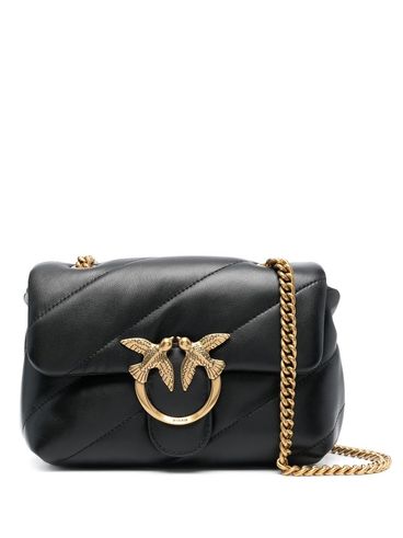 PINKO - 'Love Puff Mini' black leather bag with gold buckle