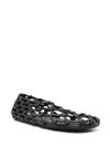 jil sander - Black leather ballet flats with a woven design - 3