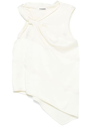 JIL SANDER - Light beige asymmetric top with a knot