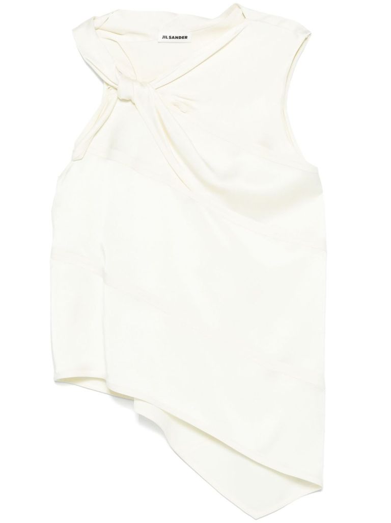 Jil Sander Light Beige Asymmetric Top With A Knot In Beige