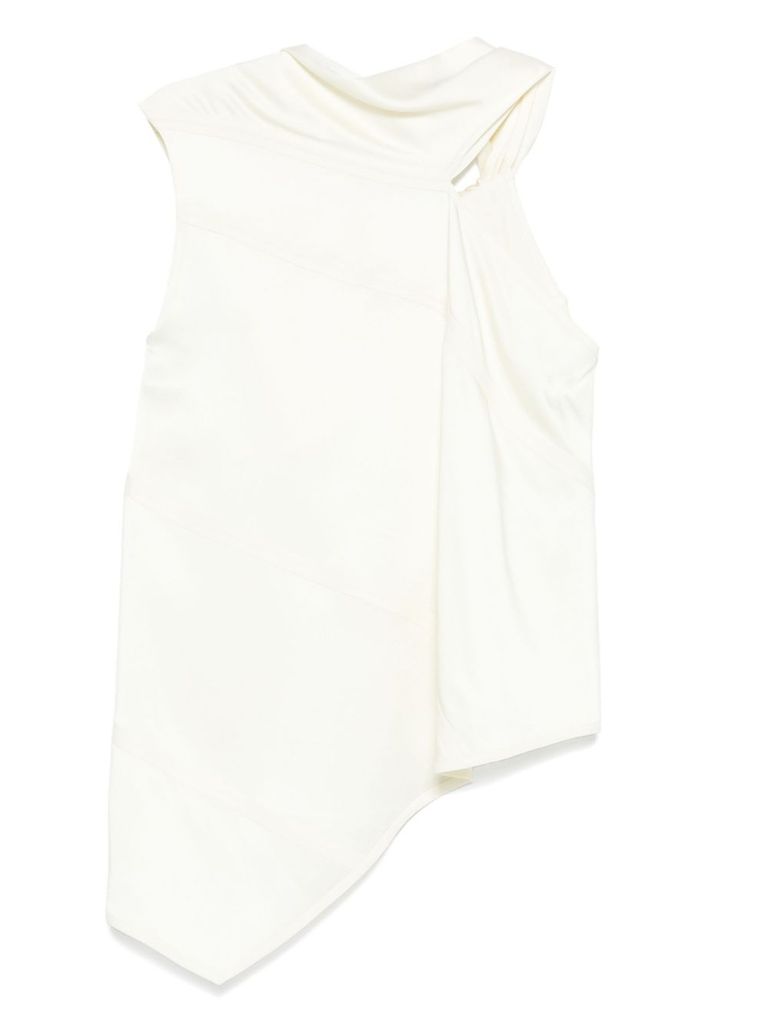 Jil Sander Light Beige Asymmetric Top With A Knot In Beige