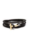 tom ford - Bracciale in pelle di vitello marrone intrecciata