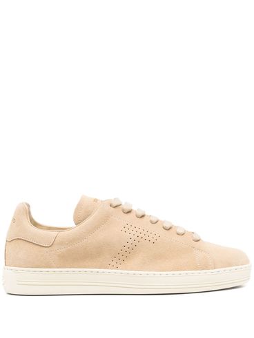 TOM FORD - Sneakers in camoscio beige con logo traforato