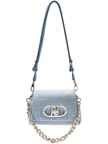 LIU JO - Blue denim bag with glitter and silver chain