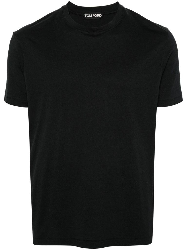 Tom Ford Black Short-sleeves Polo In Cotton Piquet Jersey Man In Black