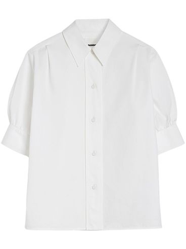 JIL SANDER - White blouse with puff and 3/4 length sleeves