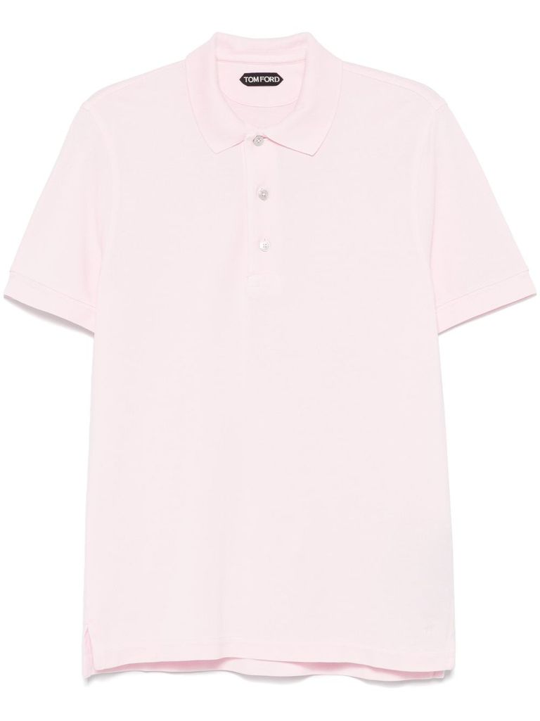 Tom Ford Light Pink Polo Shirt With Front Button Placket In Pink