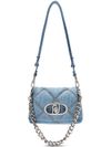 liu jo - Quilted blue denim bag with silver chain