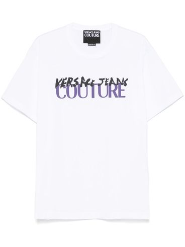 VERSACE JEANS COUTURE - T-shirt in cotone bianco con logo frontale