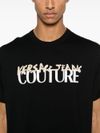 versace jeans couture - T-shirt in cotone nero con logo frontale - 2