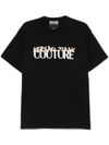 versace jeans couture - T-shirt in cotone nero con logo frontale