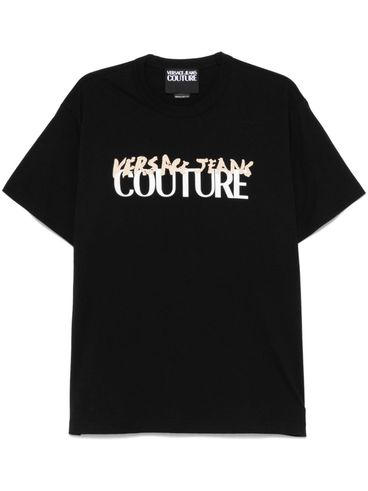 VERSACE JEANS COUTURE - T-shirt in cotone nero con logo frontale