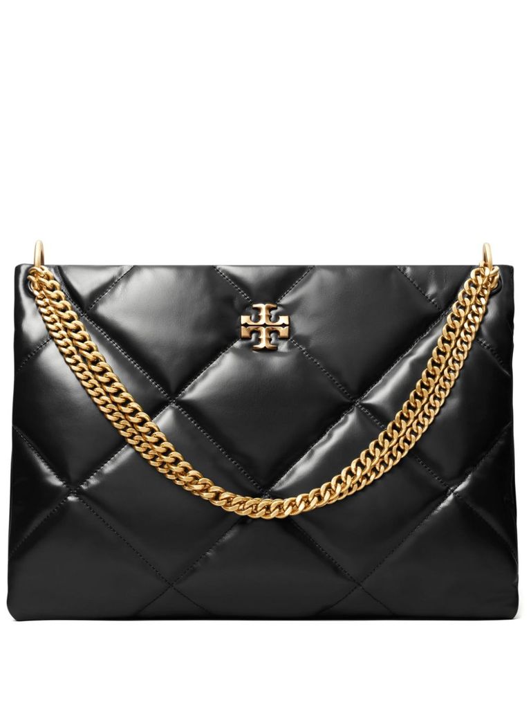 Tory Burch Kira Diamond Quilted Leather Hobo Bag In Black