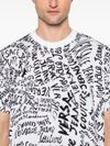 versace jeans couture - T-shirt in cotone bianco con scritte nere - 3