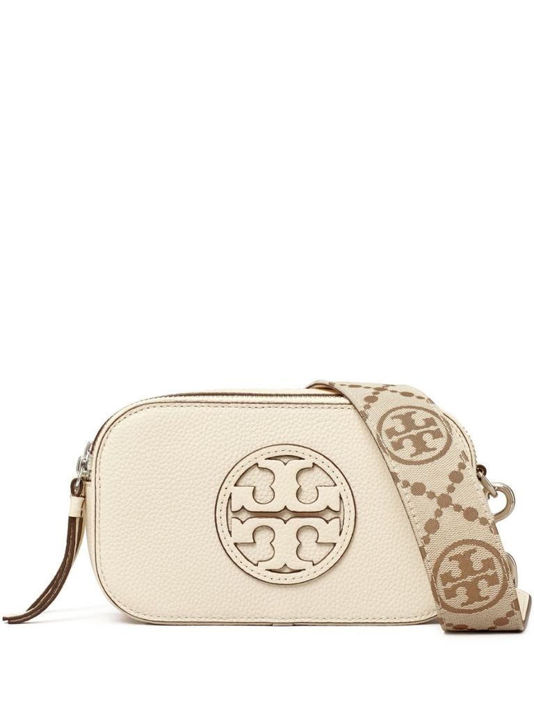 TORY BURCH IVORY BAG WITH SHOULDER STRAP AND EMBOSSED LOGO 
